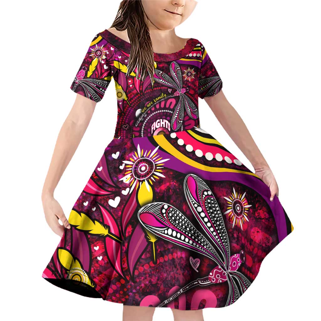 Breast Cancer Dragonfly Aboriginal Family Matching Off Shoulder Short Dress and Hawaiian Shirt We're Stronger Together