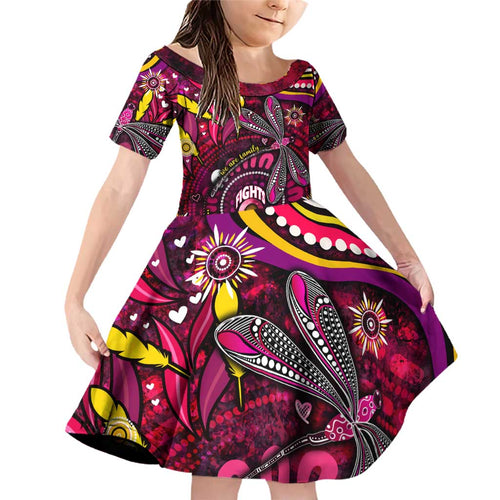 Breast Cancer Dragonfly Aboriginal Family Matching Off Shoulder Short Dress and Hawaiian Shirt We're Stronger Together