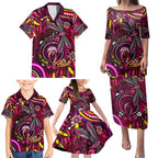 Breast Cancer Dragonfly Aboriginal Family Matching Puletasi and Hawaiian Shirt We're Stronger Together