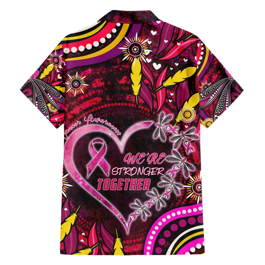 Breast Cancer Dragonfly Aboriginal Family Matching Puletasi and Hawaiian Shirt We're Stronger Together