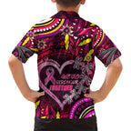 Breast Cancer Dragonfly Aboriginal Family Matching Short Sleeve Bodycon Dress and Hawaiian Shirt We're Stronger Together