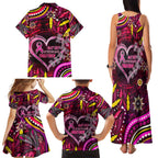 Breast Cancer Dragonfly Aboriginal Family Matching Tank Maxi Dress and Hawaiian Shirt We're Stronger Together