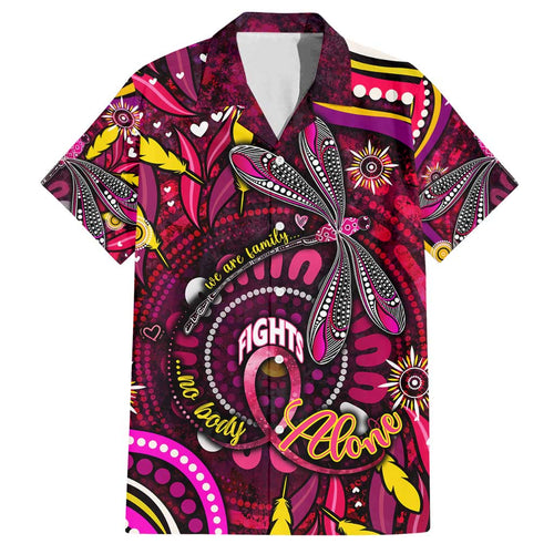 Breast Cancer Dragonfly Aboriginal Family Matching Tank Maxi Dress and Hawaiian Shirt We're Stronger Together
