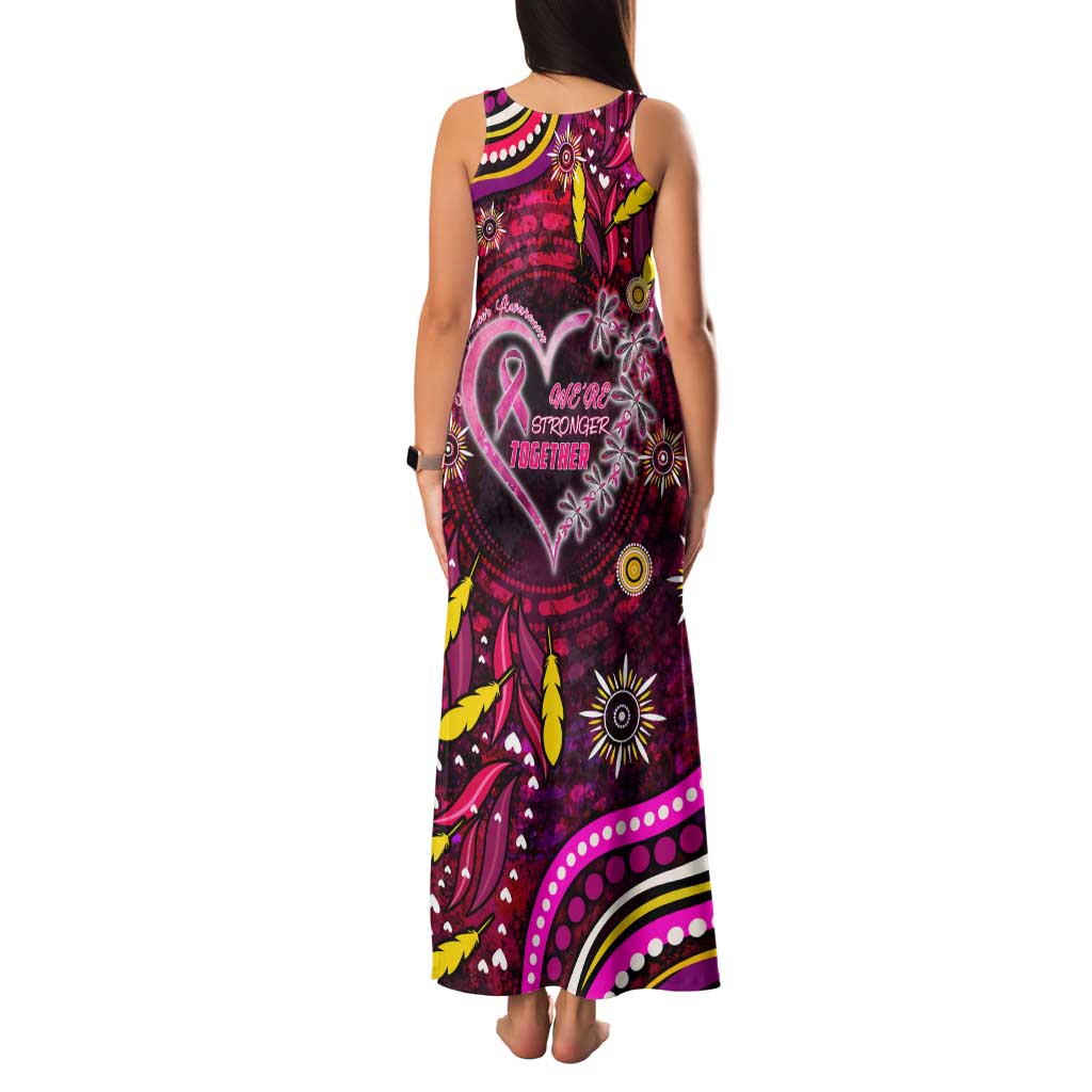 Breast Cancer Dragonfly Aboriginal Family Matching Tank Maxi Dress and Hawaiian Shirt We're Stronger Together
