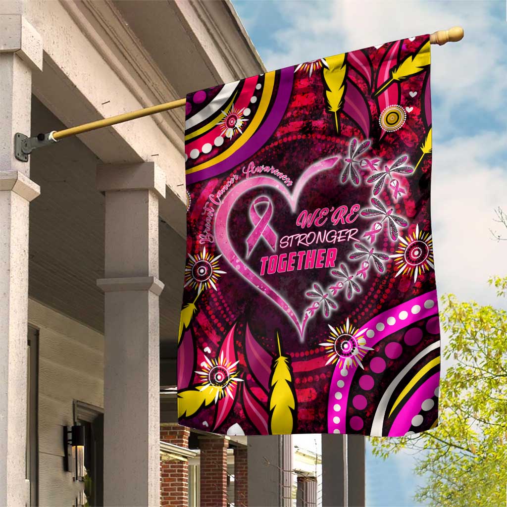Breast Cancer Dragonfly Aboriginal Garden Flag We're Stronger Together