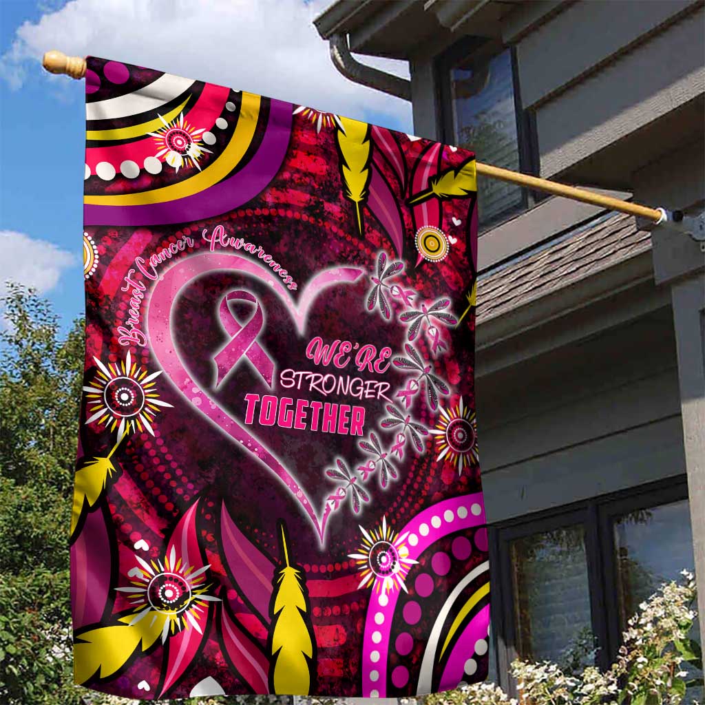 Breast Cancer Dragonfly Aboriginal Garden Flag We're Stronger Together