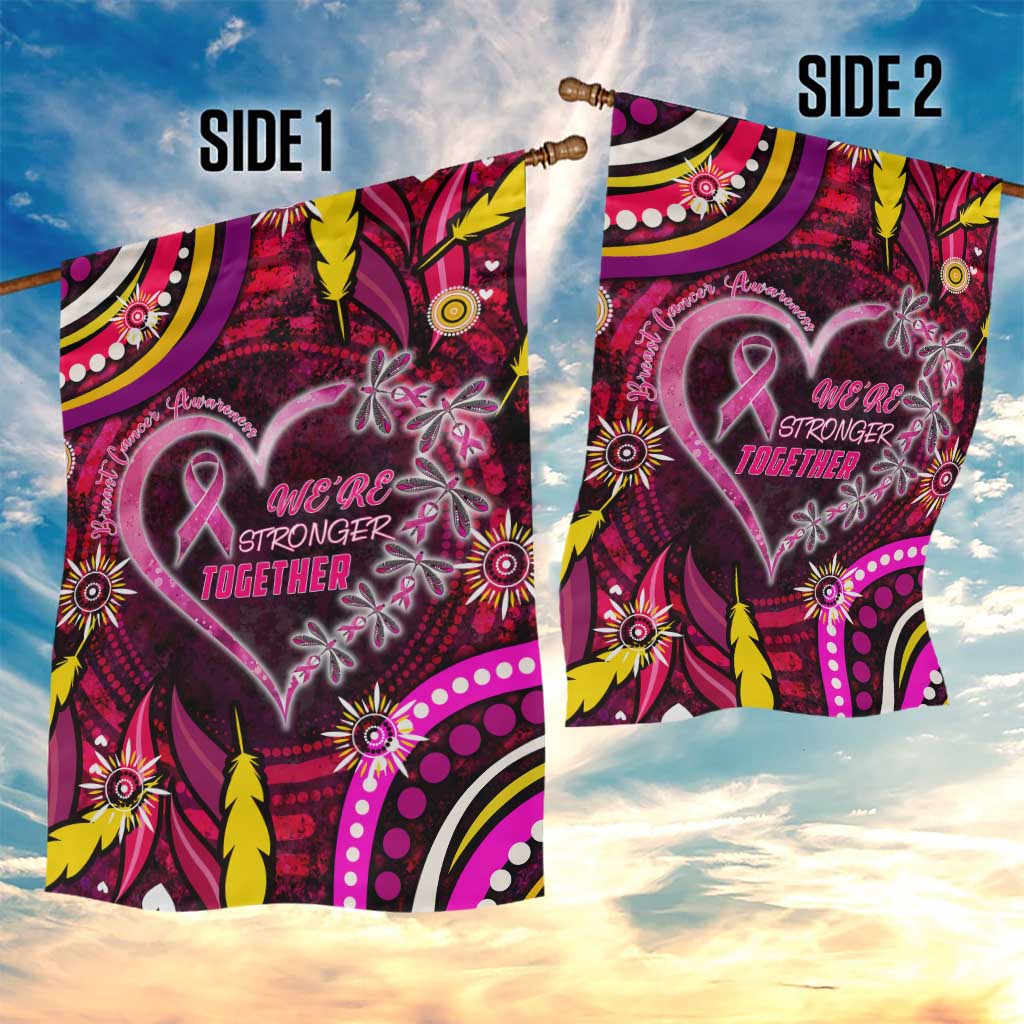 Breast Cancer Dragonfly Aboriginal Garden Flag We're Stronger Together