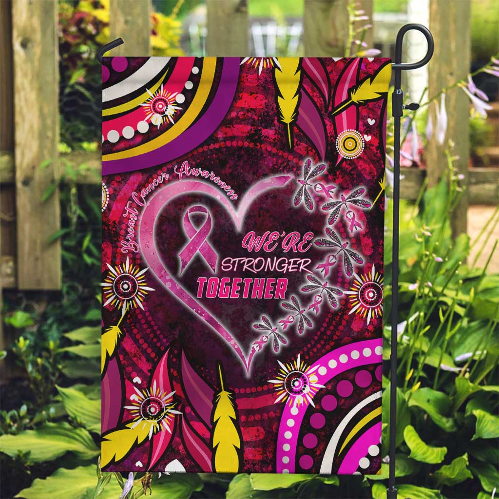 Breast Cancer Dragonfly Aboriginal Garden Flag We're Stronger Together