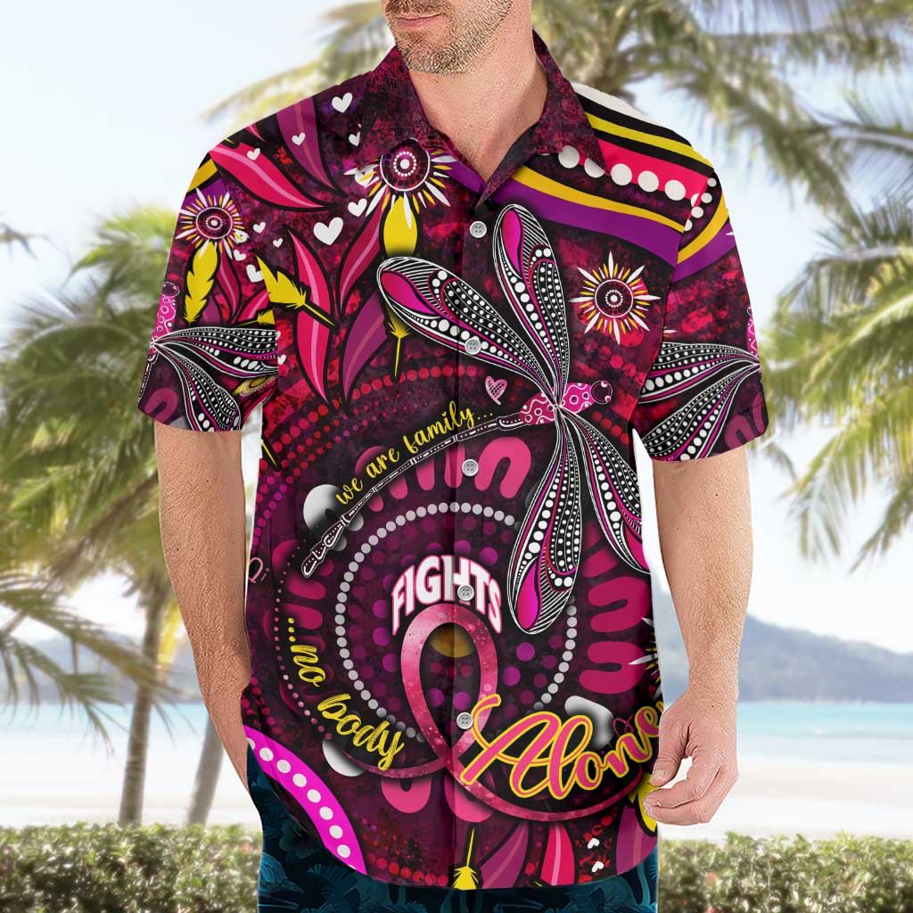 Breast Cancer Dragonfly Aboriginal Hawaiian Shirt We're Stronger Together