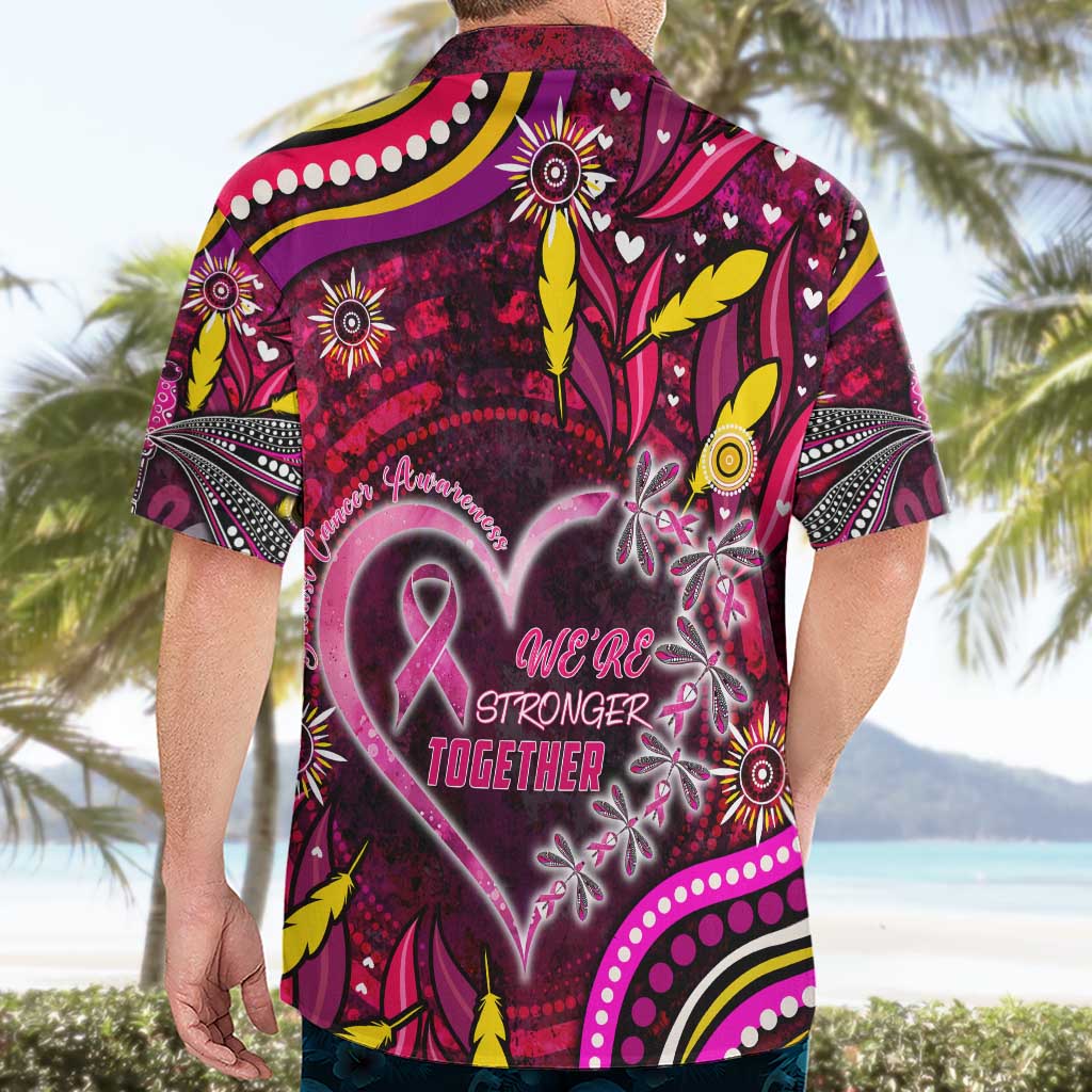 Breast Cancer Dragonfly Aboriginal Hawaiian Shirt We're Stronger Together