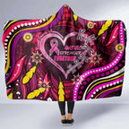 Breast Cancer Dragonfly Aboriginal Hooded Blanket We're Stronger Together