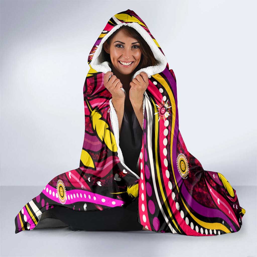 Breast Cancer Dragonfly Aboriginal Hooded Blanket We're Stronger Together
