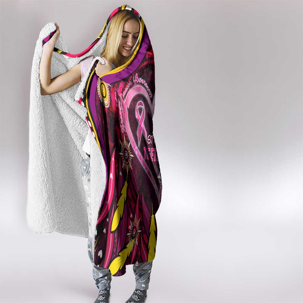 Breast Cancer Dragonfly Aboriginal Hooded Blanket We're Stronger Together