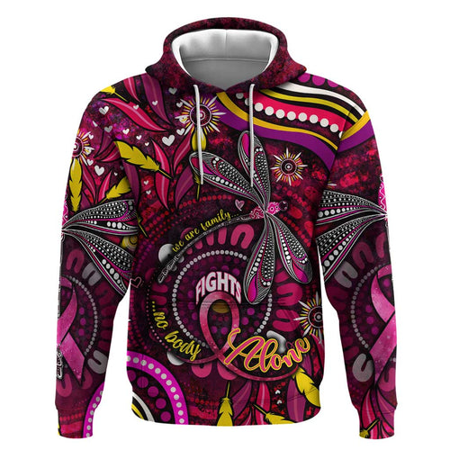 Breast Cancer Dragonfly Aboriginal Hoodie We're Stronger Together