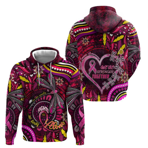 Breast Cancer Dragonfly Aboriginal Hoodie We're Stronger Together