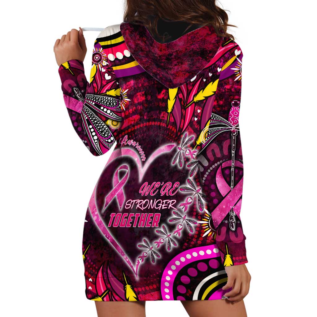 Breast Cancer Dragonfly Aboriginal Hoodie Dress We're Stronger Together