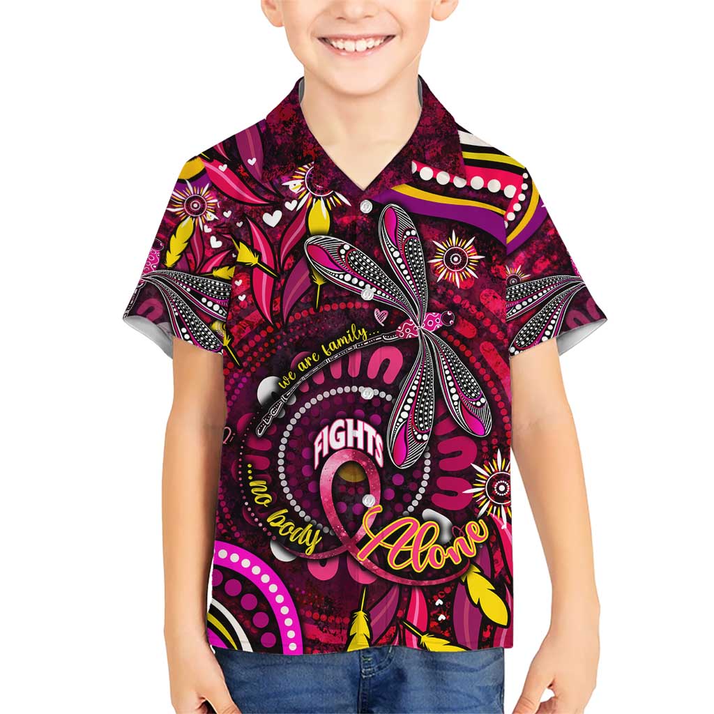 Breast Cancer Dragonfly Aboriginal Kid Hawaiian Shirt We're Stronger Together