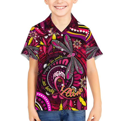Breast Cancer Dragonfly Aboriginal Kid Hawaiian Shirt We're Stronger Together