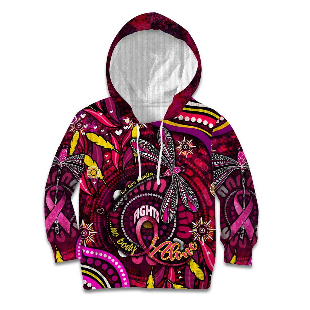 Breast Cancer Dragonfly Aboriginal Kid Hoodie We're Stronger Together