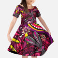 Breast Cancer Dragonfly Aboriginal Kid Short Sleeve Dress We're Stronger Together