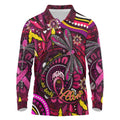 Breast Cancer Dragonfly Aboriginal Long Sleeve Polo Shirt We're Stronger Together