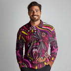 Breast Cancer Dragonfly Aboriginal Long Sleeve Polo Shirt We're Stronger Together