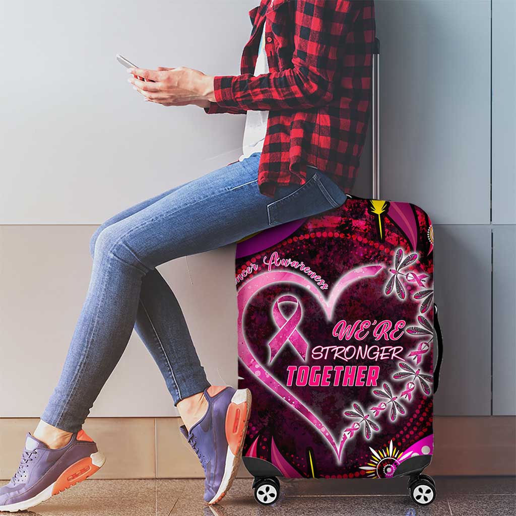 Breast Cancer Dragonfly Aboriginal Luggage Cover We're Stronger Together