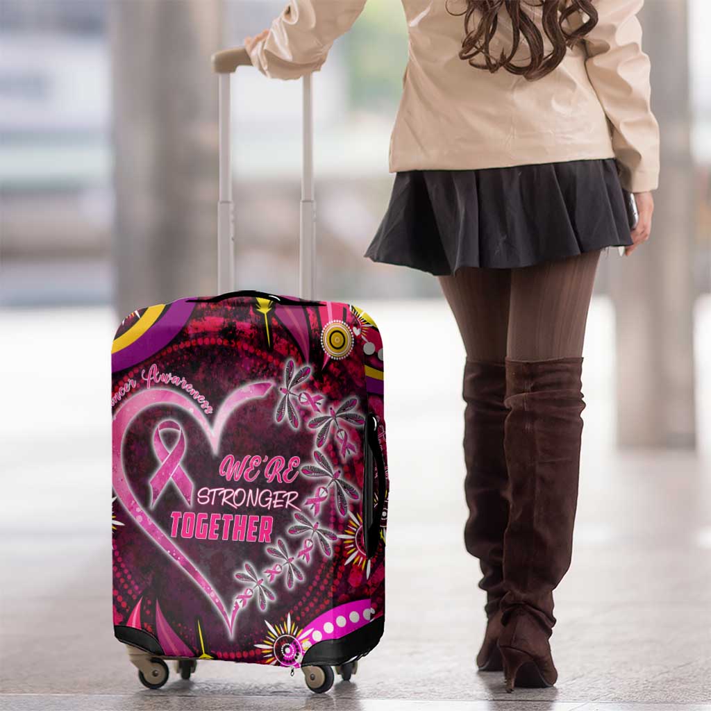 Breast Cancer Dragonfly Aboriginal Luggage Cover We're Stronger Together