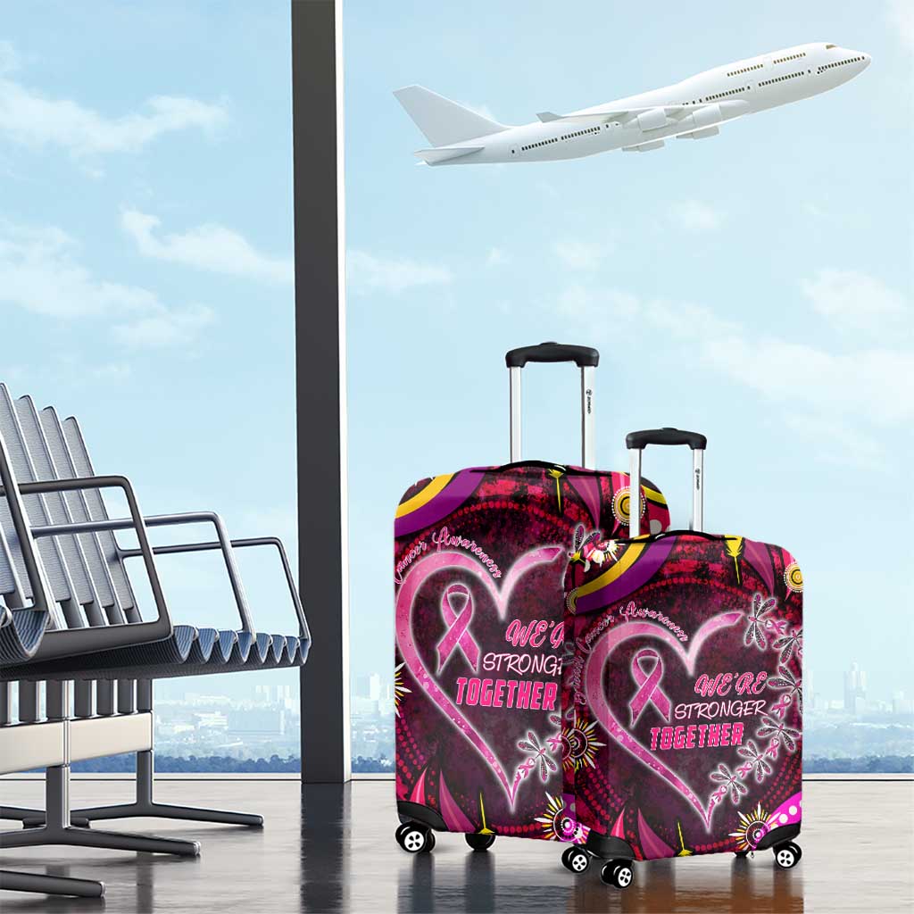 Breast Cancer Dragonfly Aboriginal Luggage Cover We're Stronger Together