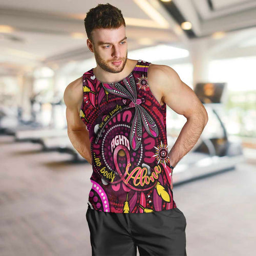 Breast Cancer Dragonfly Aboriginal Men Tank Top We're Stronger Together