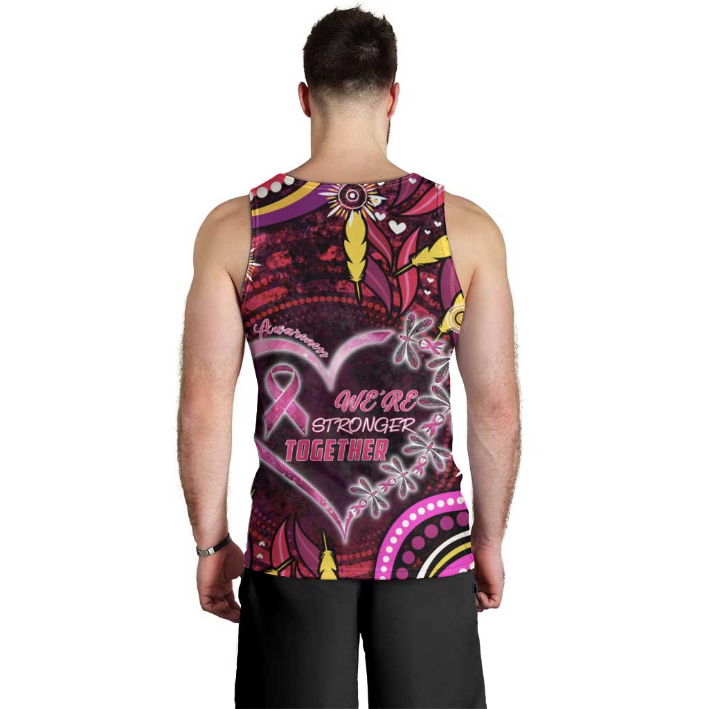 Breast Cancer Dragonfly Aboriginal Men Tank Top We're Stronger Together