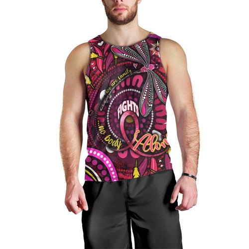 Breast Cancer Dragonfly Aboriginal Men Tank Top We're Stronger Together
