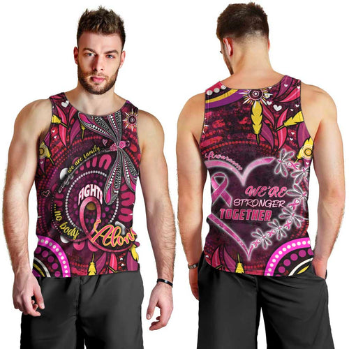 Breast Cancer Dragonfly Aboriginal Men Tank Top We're Stronger Together