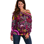 Breast Cancer Dragonfly Aboriginal Off Shoulder Sweater We're Stronger Together