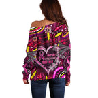 Breast Cancer Dragonfly Aboriginal Off Shoulder Sweater We're Stronger Together