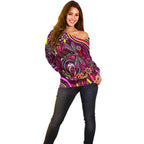 Breast Cancer Dragonfly Aboriginal Off Shoulder Sweater We're Stronger Together