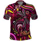 Breast Cancer Dragonfly Aboriginal Polo Shirt We're Stronger Together
