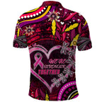 Breast Cancer Dragonfly Aboriginal Polo Shirt We're Stronger Together