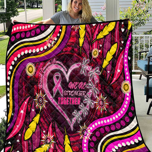 Breast Cancer Dragonfly Aboriginal Quilt We're Stronger Together
