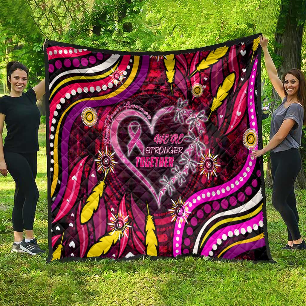 Breast Cancer Dragonfly Aboriginal Quilt We're Stronger Together