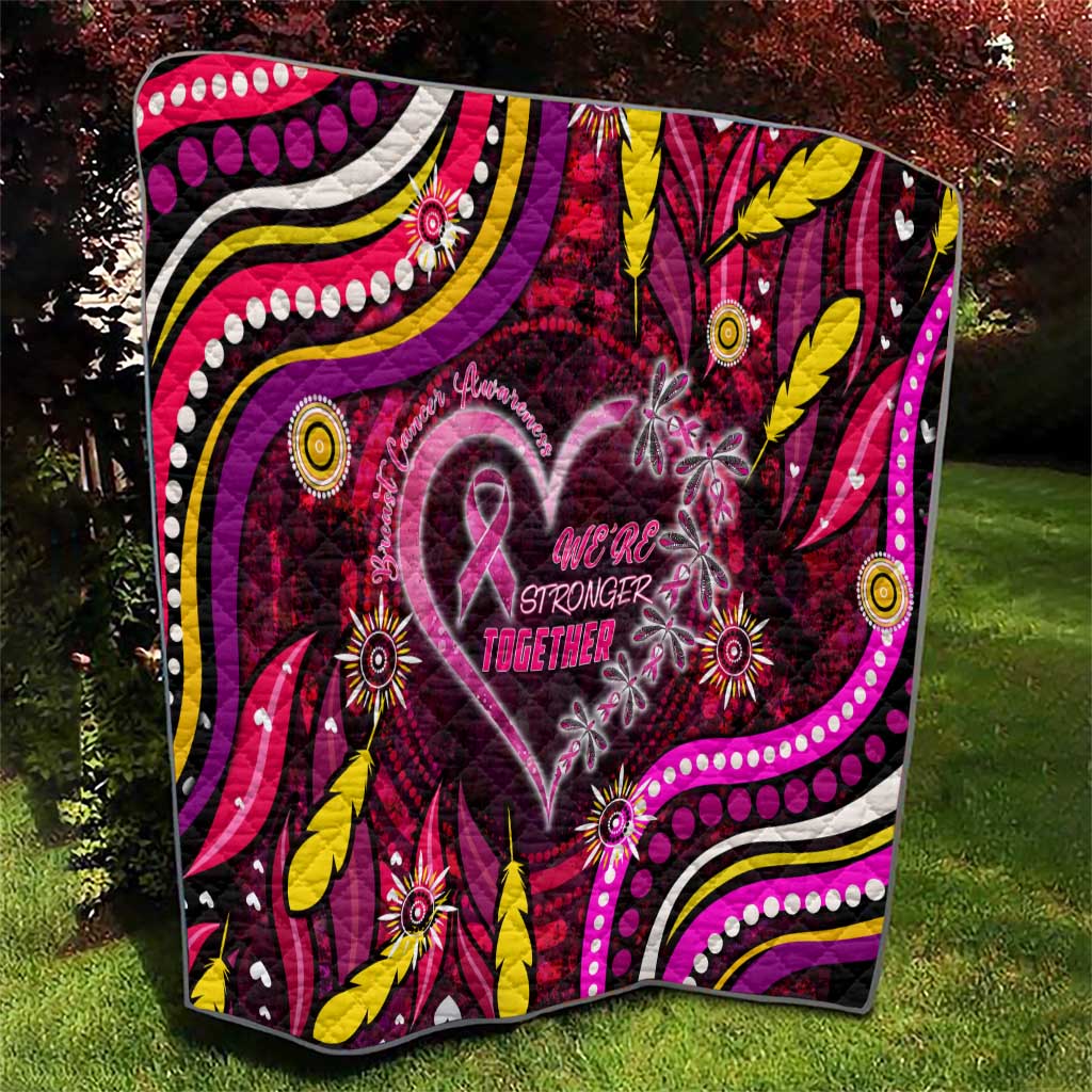 Breast Cancer Dragonfly Aboriginal Quilt We're Stronger Together