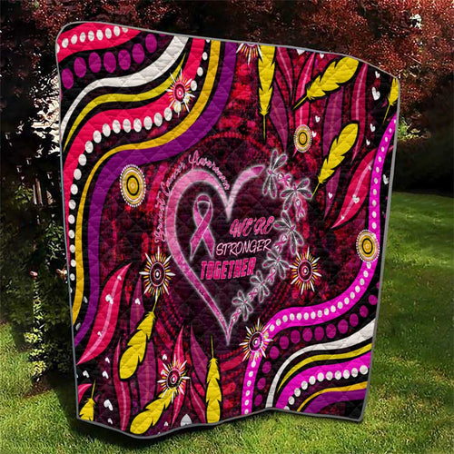 Breast Cancer Dragonfly Aboriginal Quilt We're Stronger Together