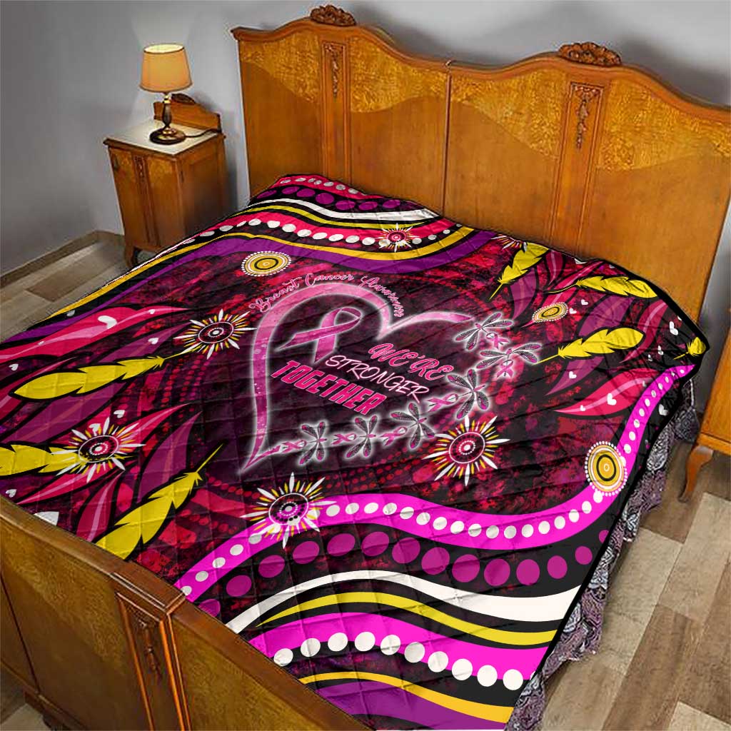 Breast Cancer Dragonfly Aboriginal Quilt We're Stronger Together