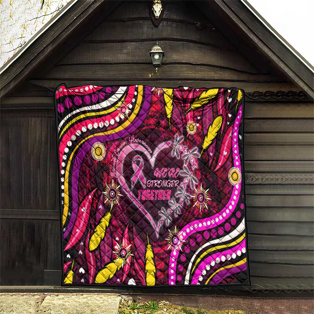 Breast Cancer Dragonfly Aboriginal Quilt We're Stronger Together