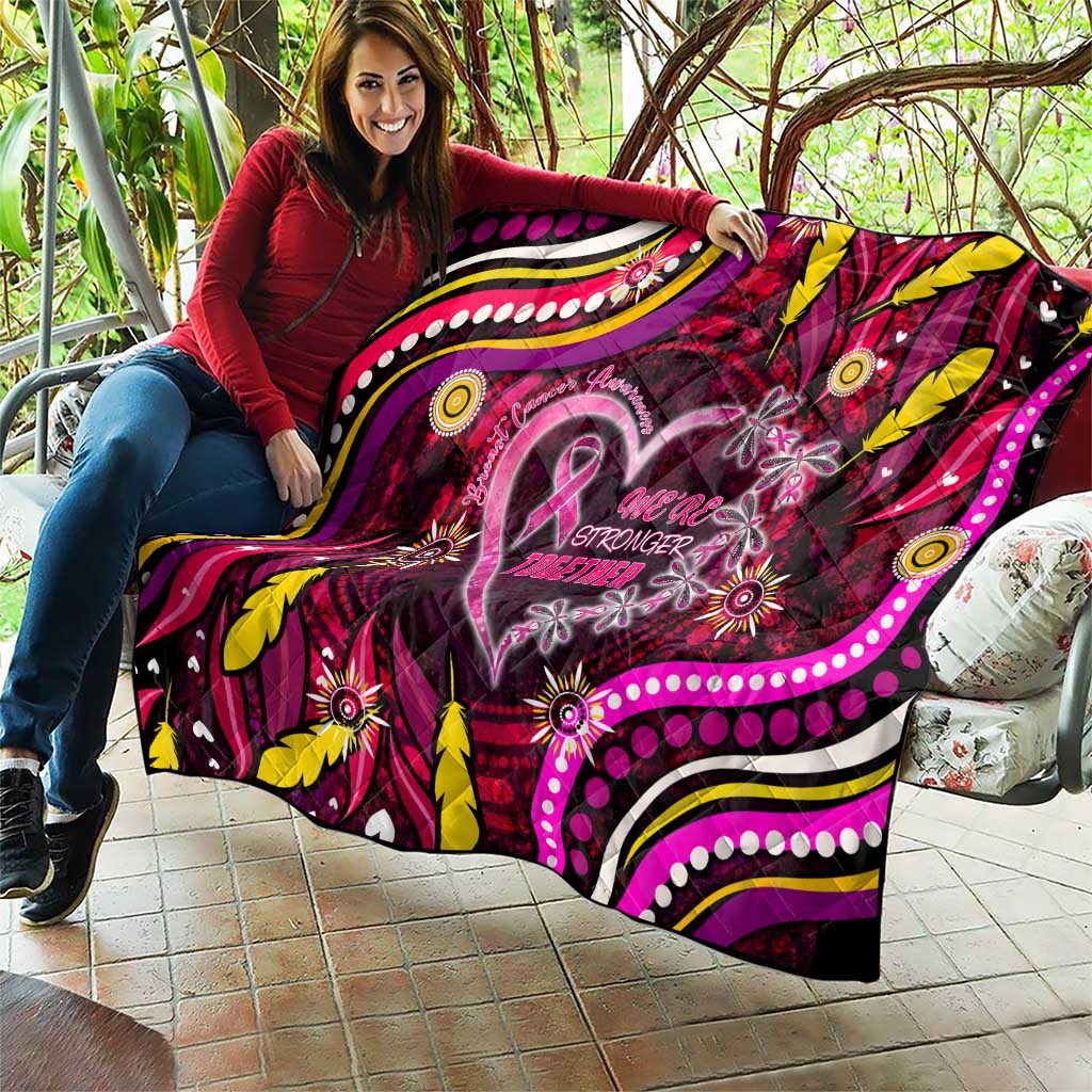 Breast Cancer Dragonfly Aboriginal Quilt We're Stronger Together