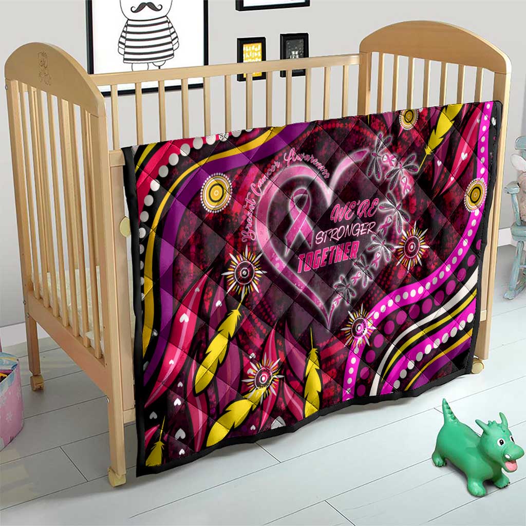 Breast Cancer Dragonfly Aboriginal Quilt We're Stronger Together