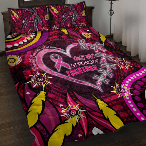 Breast Cancer Dragonfly Aboriginal Quilt Bed Set We're Stronger Together