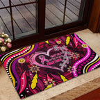 Breast Cancer Dragonfly Aboriginal Rubber Doormat We're Stronger Together