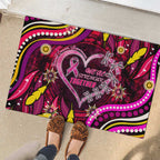 Breast Cancer Dragonfly Aboriginal Rubber Doormat We're Stronger Together
