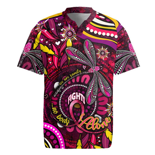 Breast Cancer Dragonfly Aboriginal Rugby Jersey We're Stronger Together